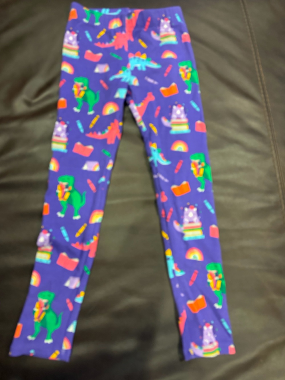 Gymboree Purple Dinosaur & Rainbow Print Leggings